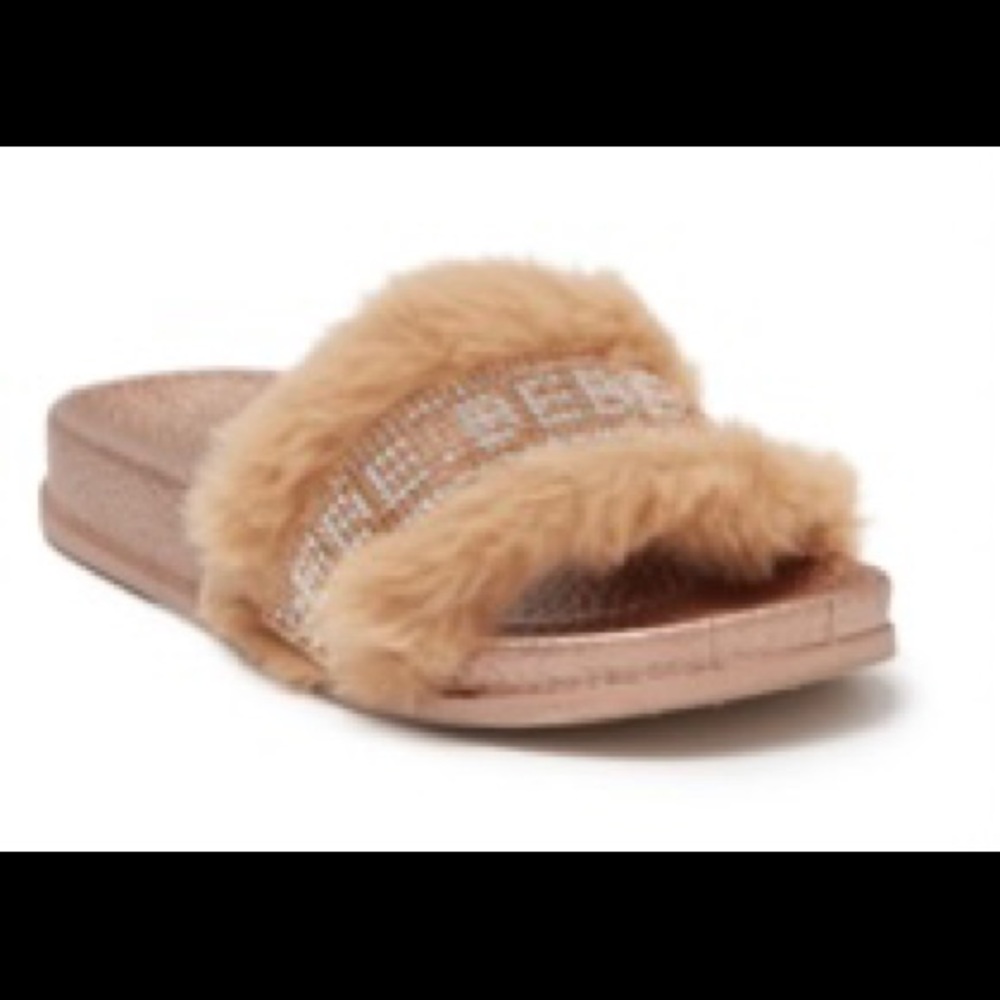 BEBE RHINESTONE FAUX FUR SLIDDERS BEBE (Little Kid & Big Kid)